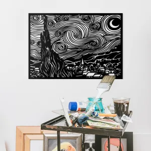 Drevený obraz Vincent van Gogh - Hviezdna noc