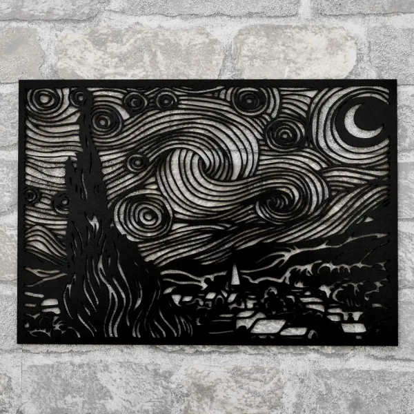 Drevený obraz Vincent van Gogh - Hviezdna noc
