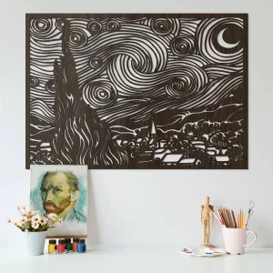 Drevený obraz Vincent van Gogh - Hviezdna noc