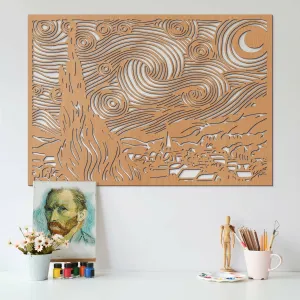 Drevený obraz Vincent van Gogh - Hviezdna noc