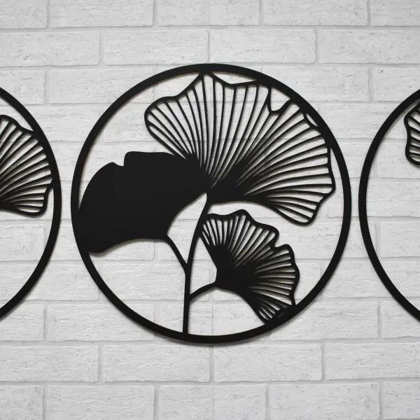 3-dielna drevená dekorácia - Ginkgo