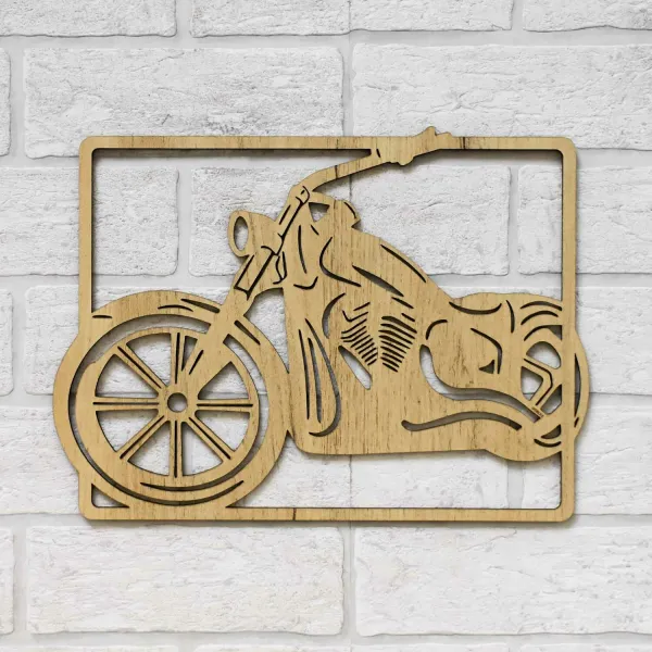 Drevený obraz na stenu - Motorka Chopper