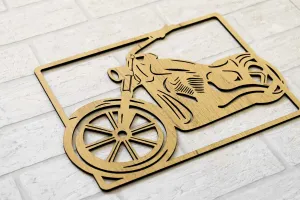 Drevený obraz na stenu - Motorka Chopper