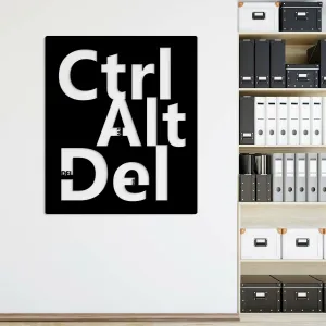 Drevený obraz do kancelárie - Ctrl Alt Del