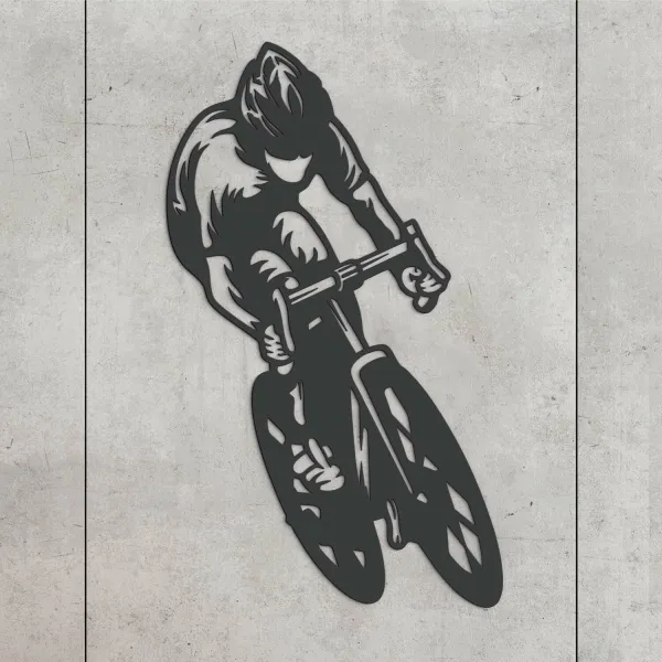Drevená nástenná dekorácia - Cyklista