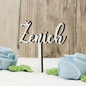 Drevený zápich na svadobnú tortu - Ženích