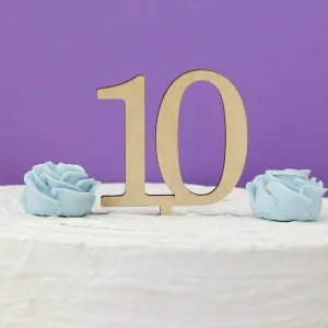 Drevené číslo - zápich na tortu 10