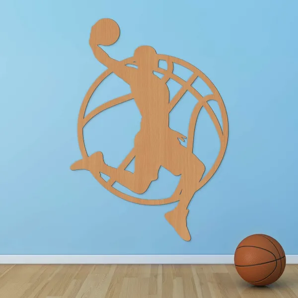 Darček pre basketbalistu - Drevená nálepka