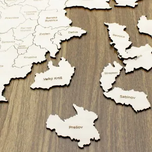 Drevené PUZZLE - Mapa okresov Slovenska