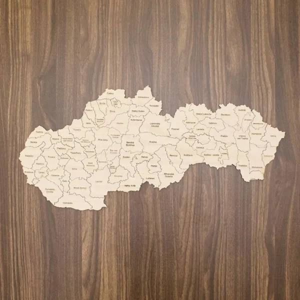 Drevené PUZZLE - Mapa okresov Slovenska