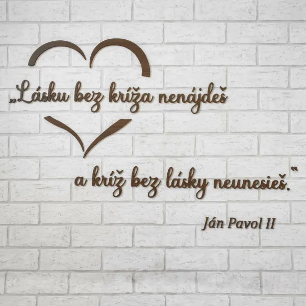 Náboženská nálepka z dreva - Láska a kríž