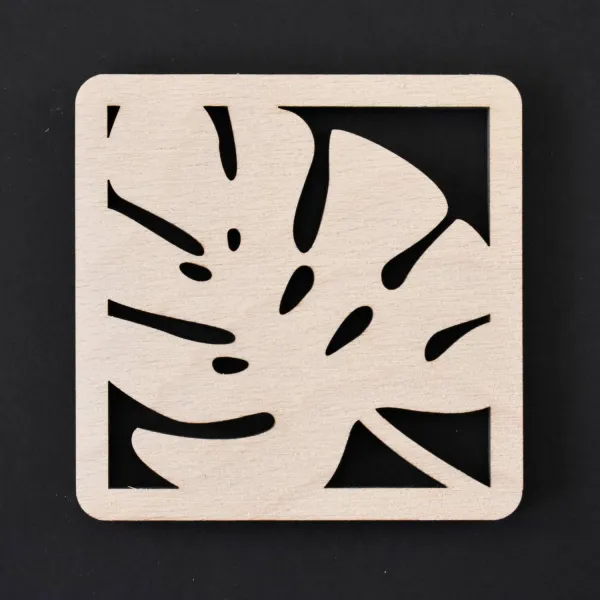 Drevené podpivníky - Set 4 ks monstera