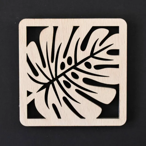 Drevené podpivníky - Set 4 ks monstera