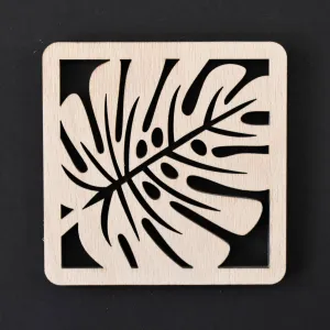 Drevené podpivníky - Set 4 ks monstera