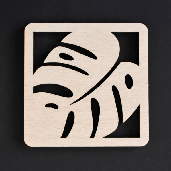 Drevené podpivníky - Set 4 ks monstera