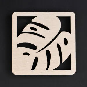 Drevené podpivníky - Set 4 ks monstera