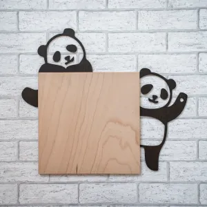 Drevená nálepka okolo dverí - Pandy