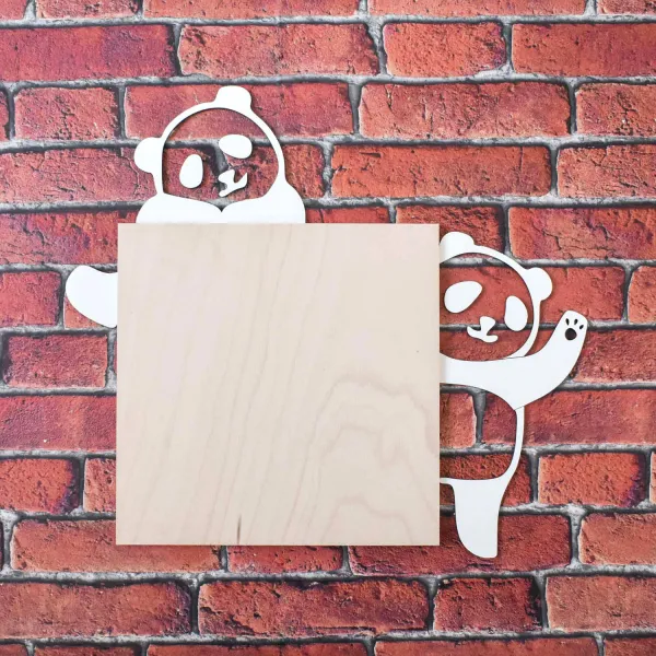 Drevená nálepka okolo dverí - Pandy