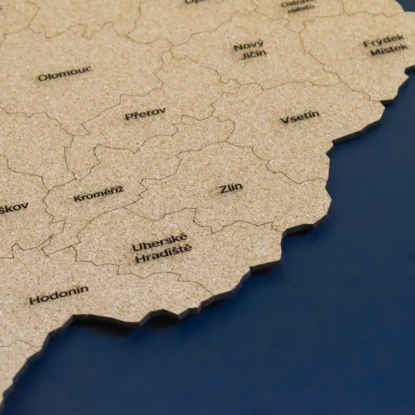 Korková mapa okresov Česka