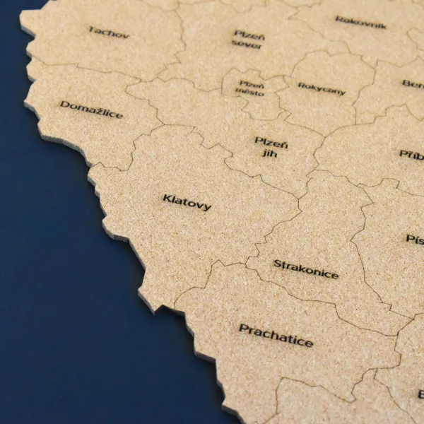 Korková mapa okresov Česka