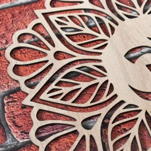 Drevená mandala na stenu - Znak Ohm