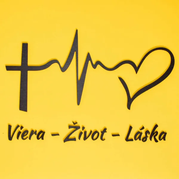 Drevená dekorácia na stenu - Viera, Život, Láska