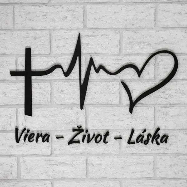 Drevená dekorácia na stenu - Viera, Život, Láska