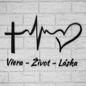 Drevená dekorácia na stenu - Viera, Život, Láska