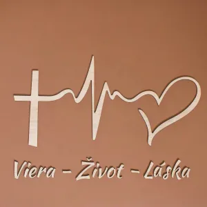 Drevená dekorácia na stenu - Viera, Život, Láska