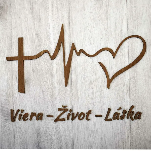 Drevená dekorácia na stenu - Viera, Život, Láska