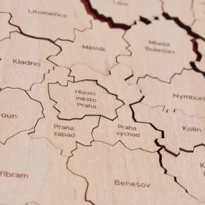 Drevené PUZZLE - Mapa okresov Česka