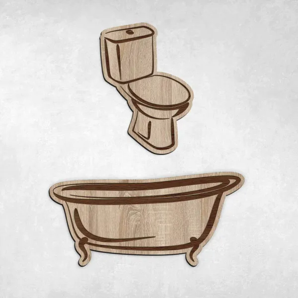Drevené označenie dverí WC + Kúpeľňa