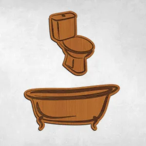 Drevené označenie dverí WC + Kúpeľňa