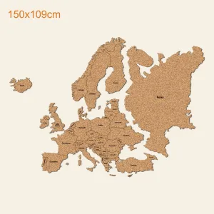 Korková mapa Európy s názvami štátov