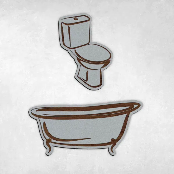 Drevené označenie dverí WC + Kúpeľňa