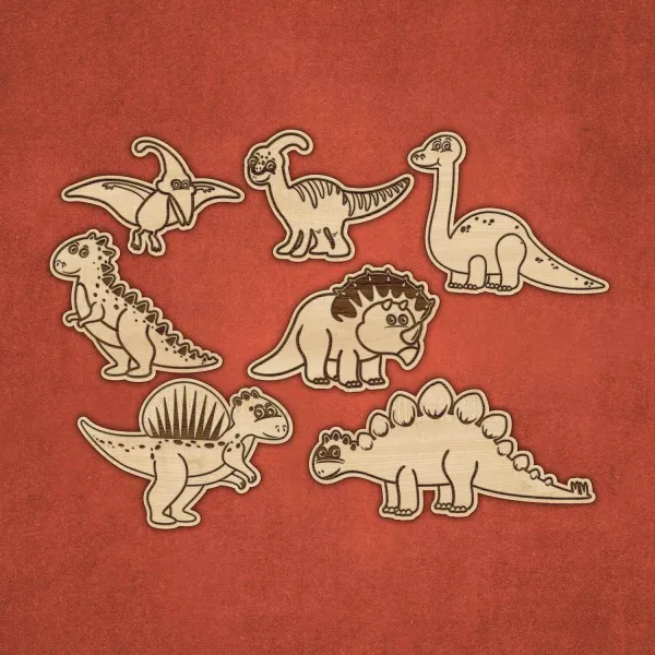 Drevená interaktívna hračka - Dinosaury