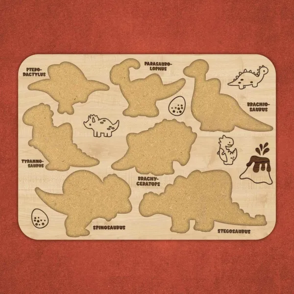 Drevená interaktívna hračka - Dinosaury