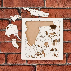 Drevené skladacie puzzle - Zvieratká džungle