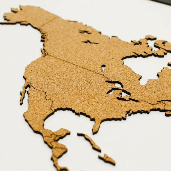 Korková mapa sveta na stenu s hranicami