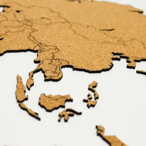 Korková mapa sveta na stenu s hranicami