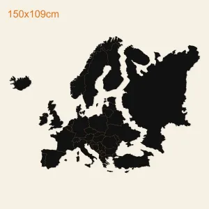 Drevená mapa Európy na stenu - s hranicami štátov