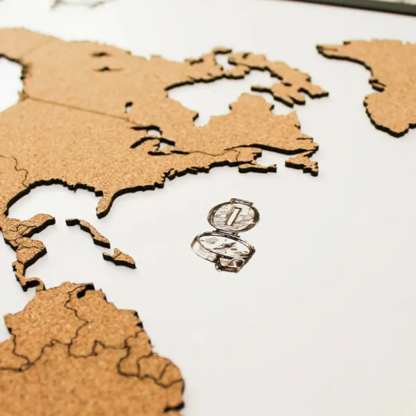 Korková mapa sveta na stenu - aj s gravírovaním