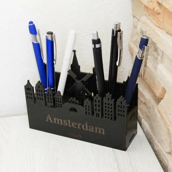 Drevený, luxusný stojan na perá - Amsterdam