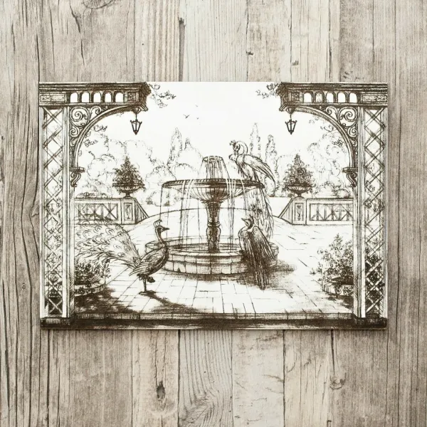 3D Drevený gravírovaný obraz - Kreslený páv