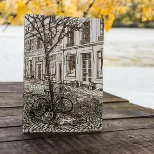Gravírovaná dekorácia - Bicykel pod stromom
