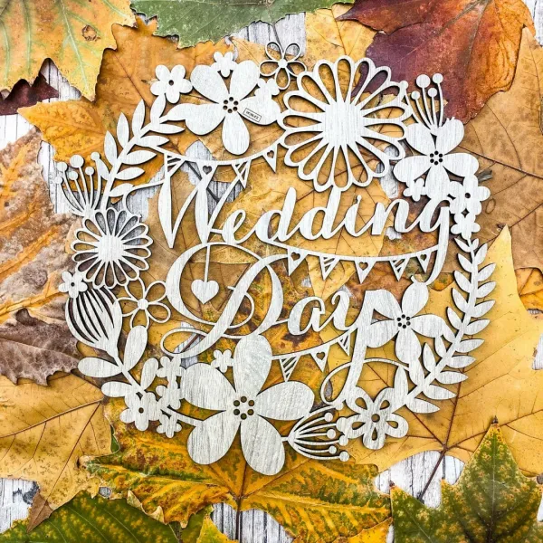 Svadobná dekorácia - Drevený veniec Wedding day