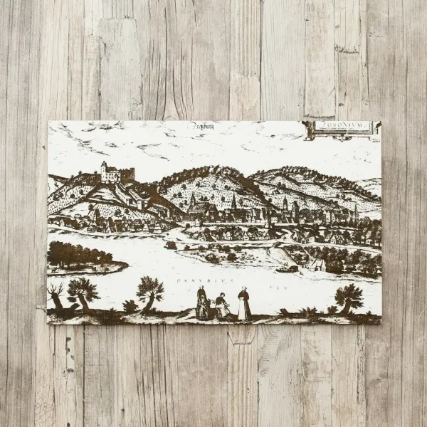 3D drevený gravírovaný obraz - historická Bratislava 16. storočia