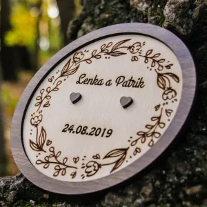 Dar na svadbu - Drevený podnos na obrúčky