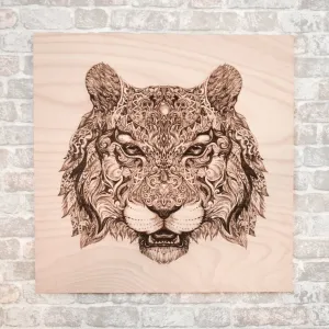 3d drevený gravírovaný obraz na stenu - Tiger