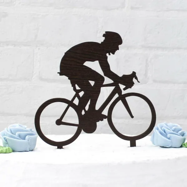 Drevený zápich na tortu s menom - Bicyklista
